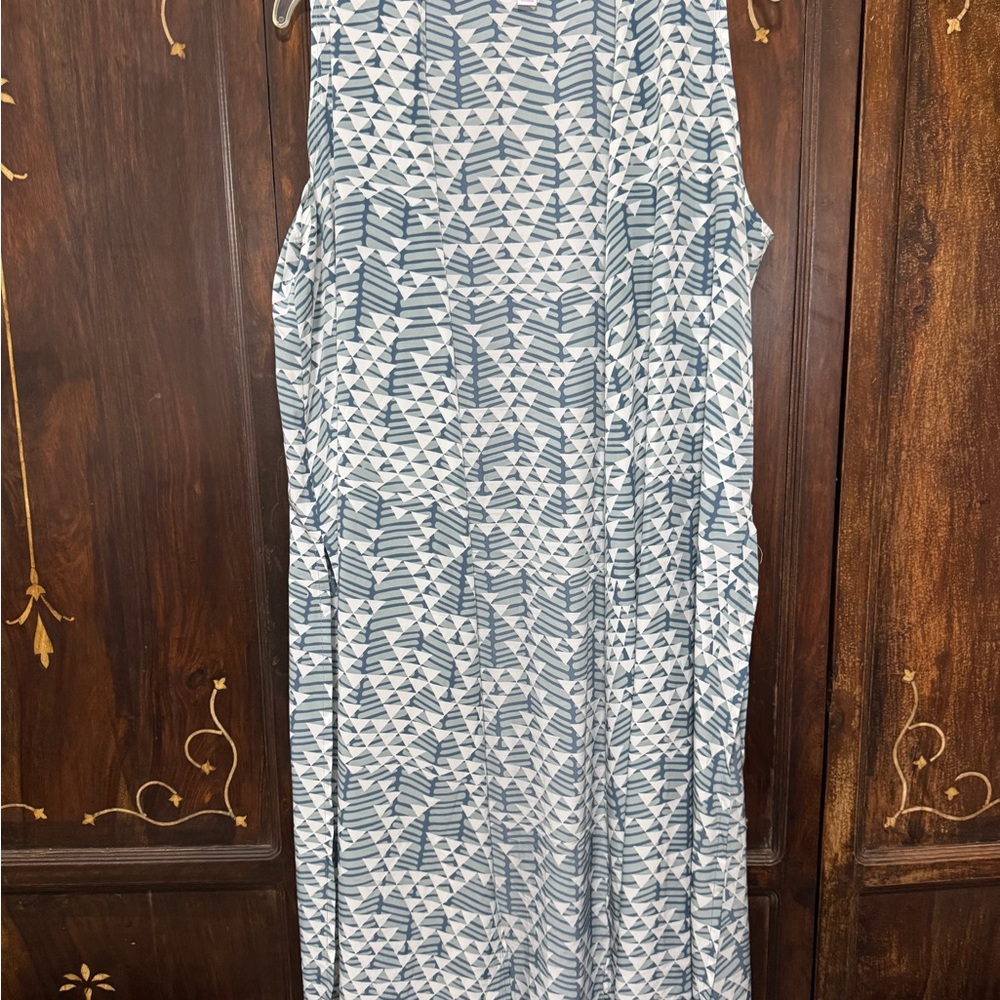 LuLaRoe Geometric Blue and Gray Dress